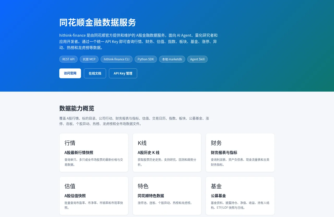 同花顺金融数据服务 hithink-finance 封面