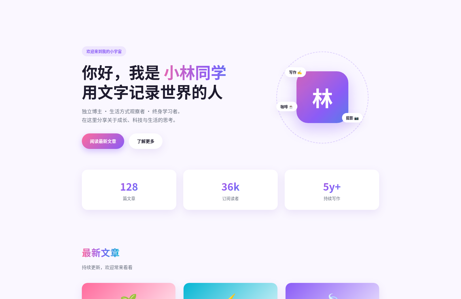 小林同学 · 个人主页 封面