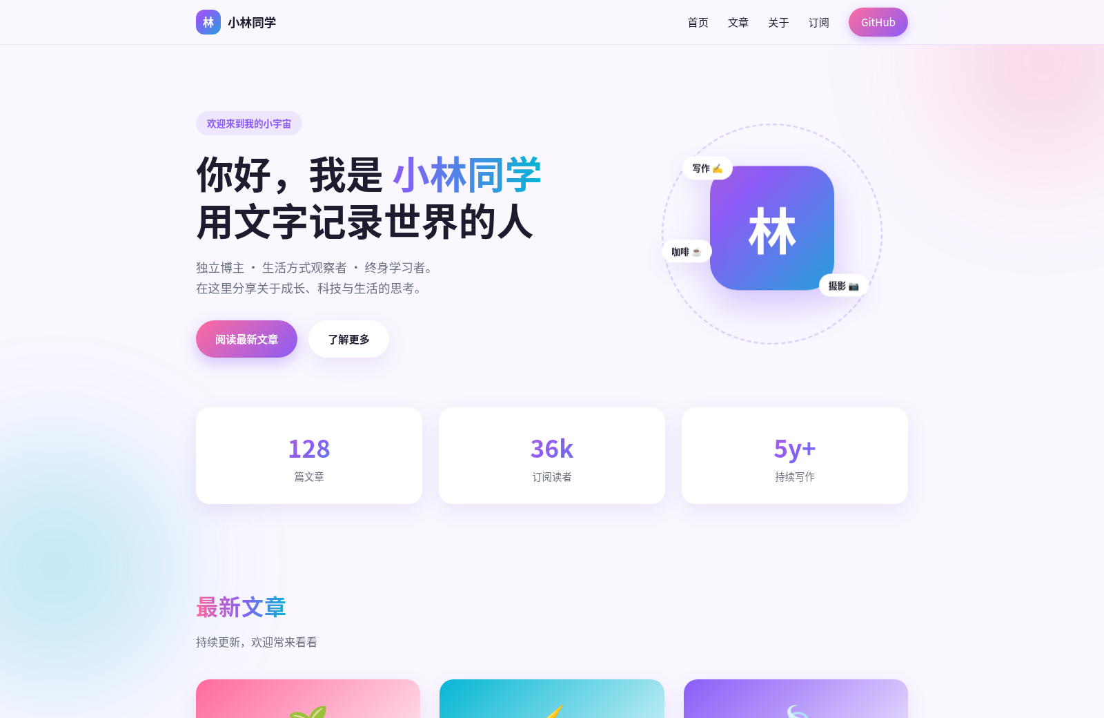 小林同学 · 个人主页 封面