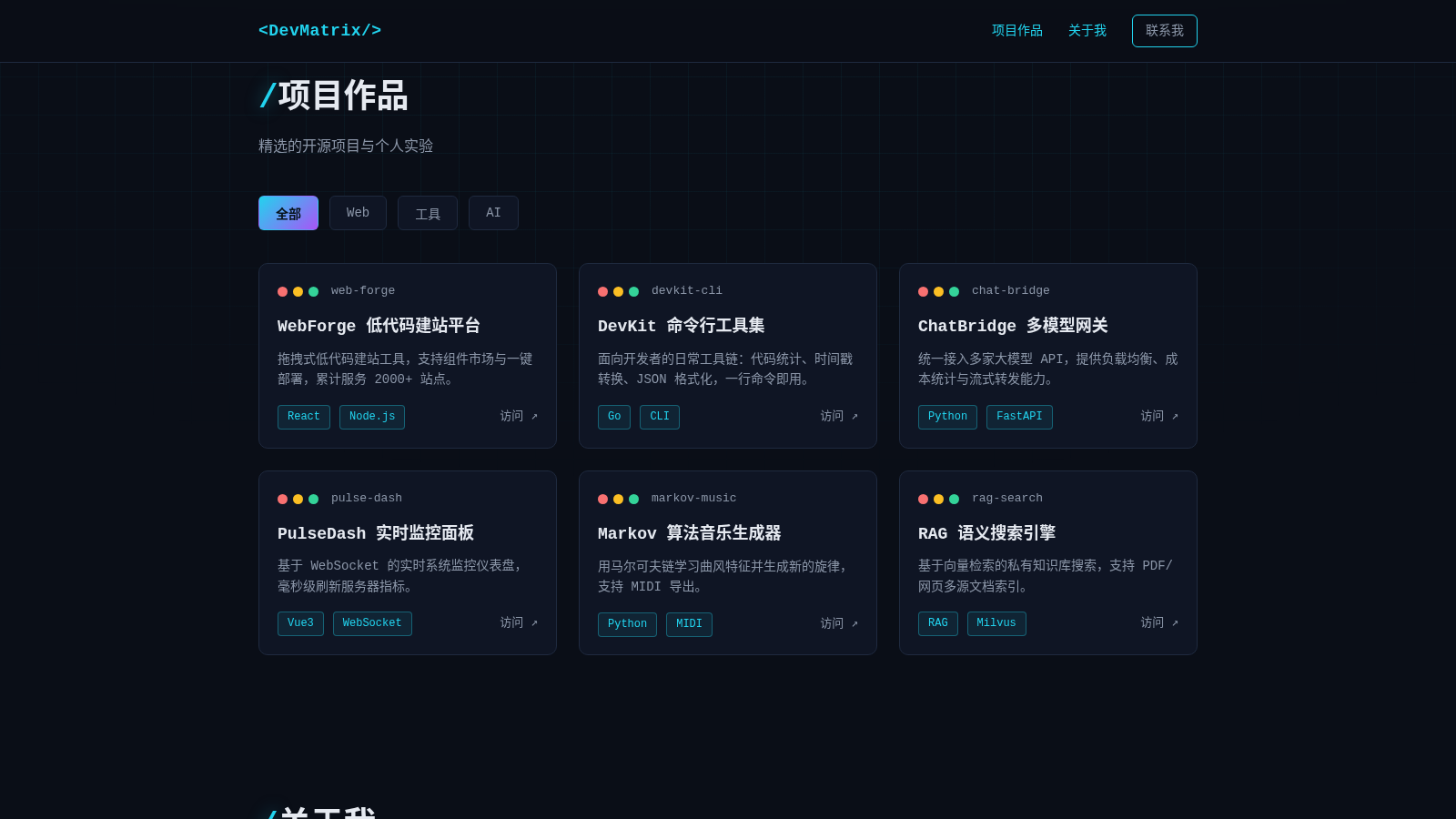 DevMatrix 个人主页 封面
