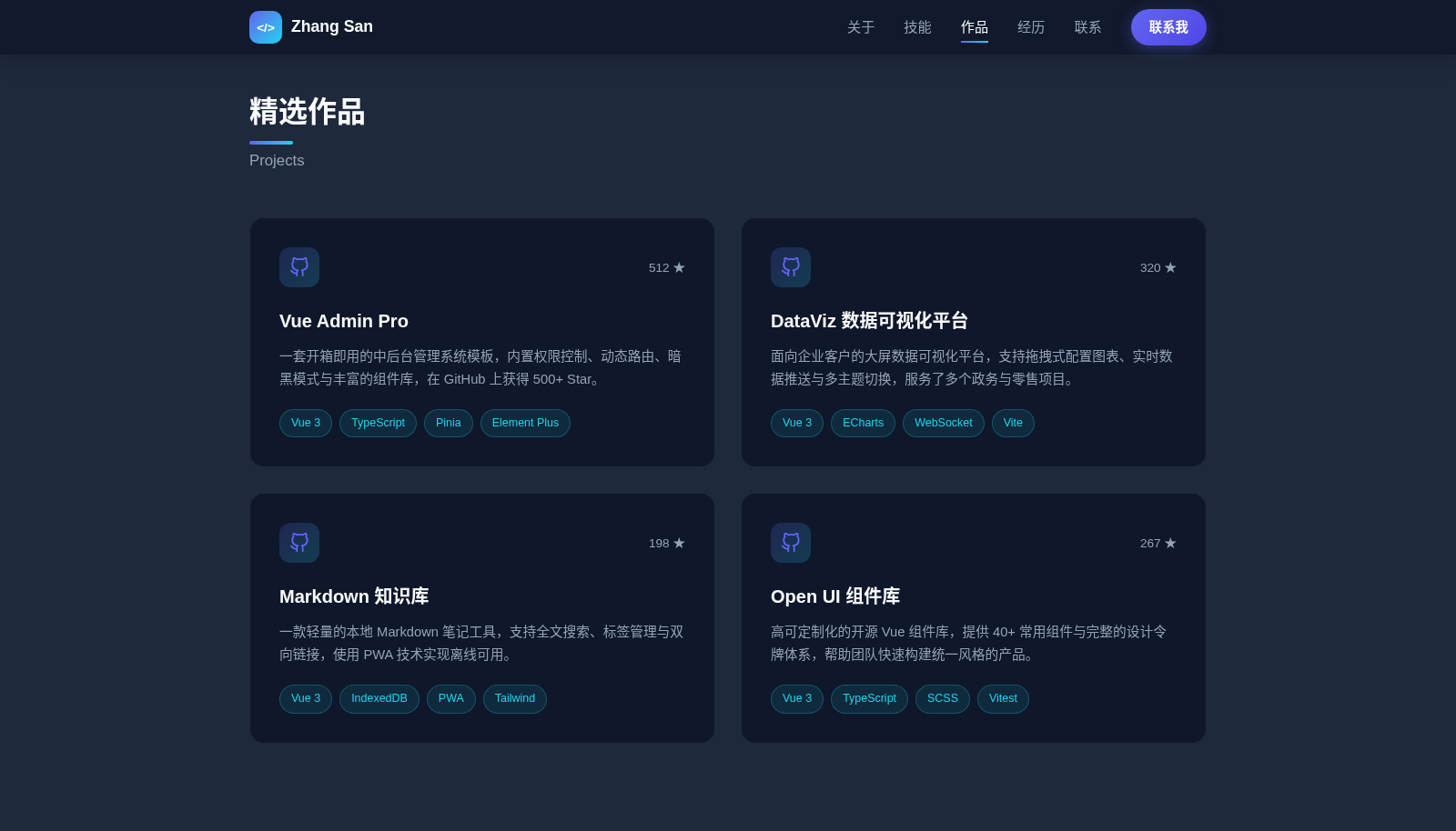个人主页 | 前端开发者 封面