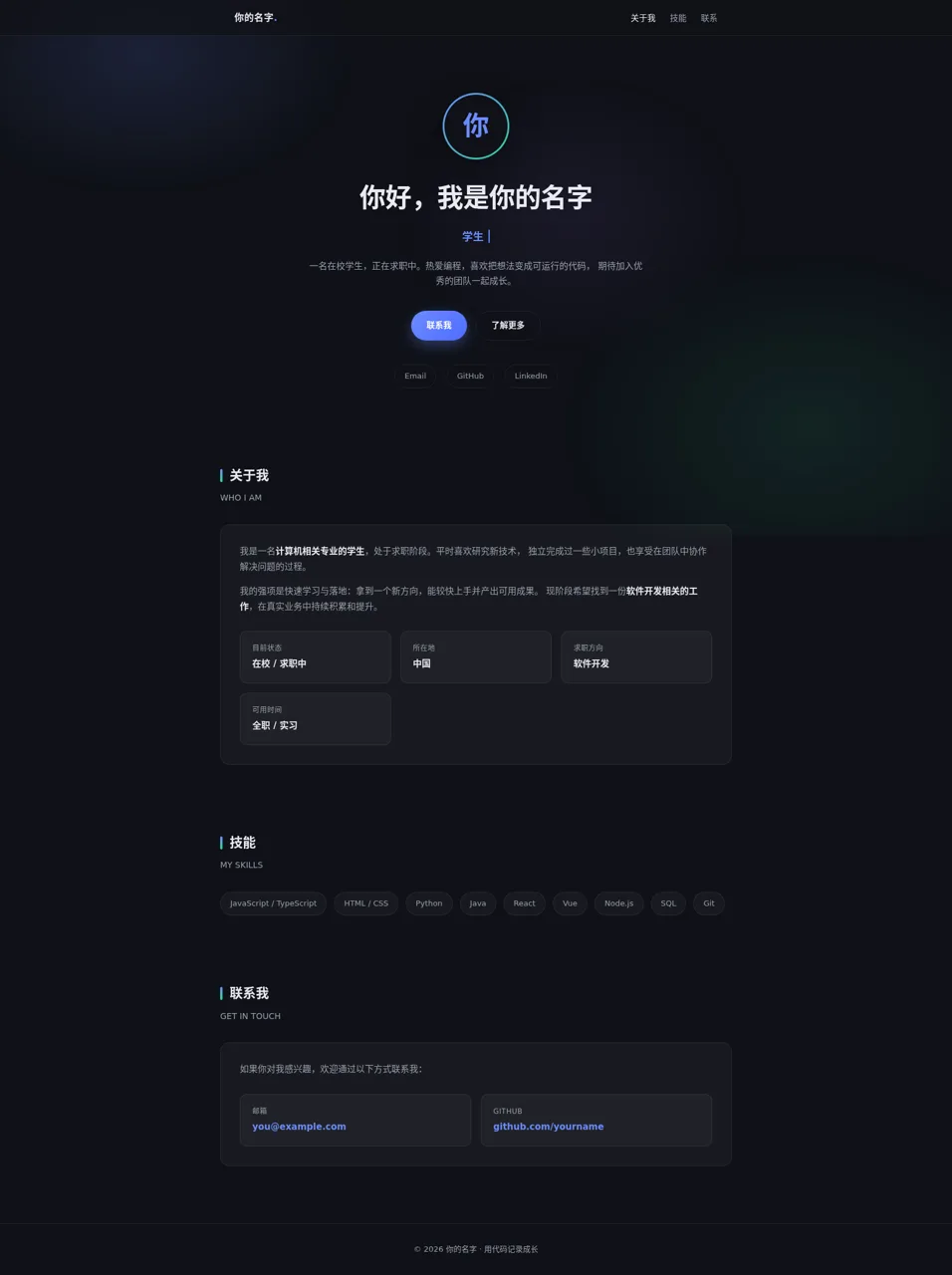 个人主页 封面