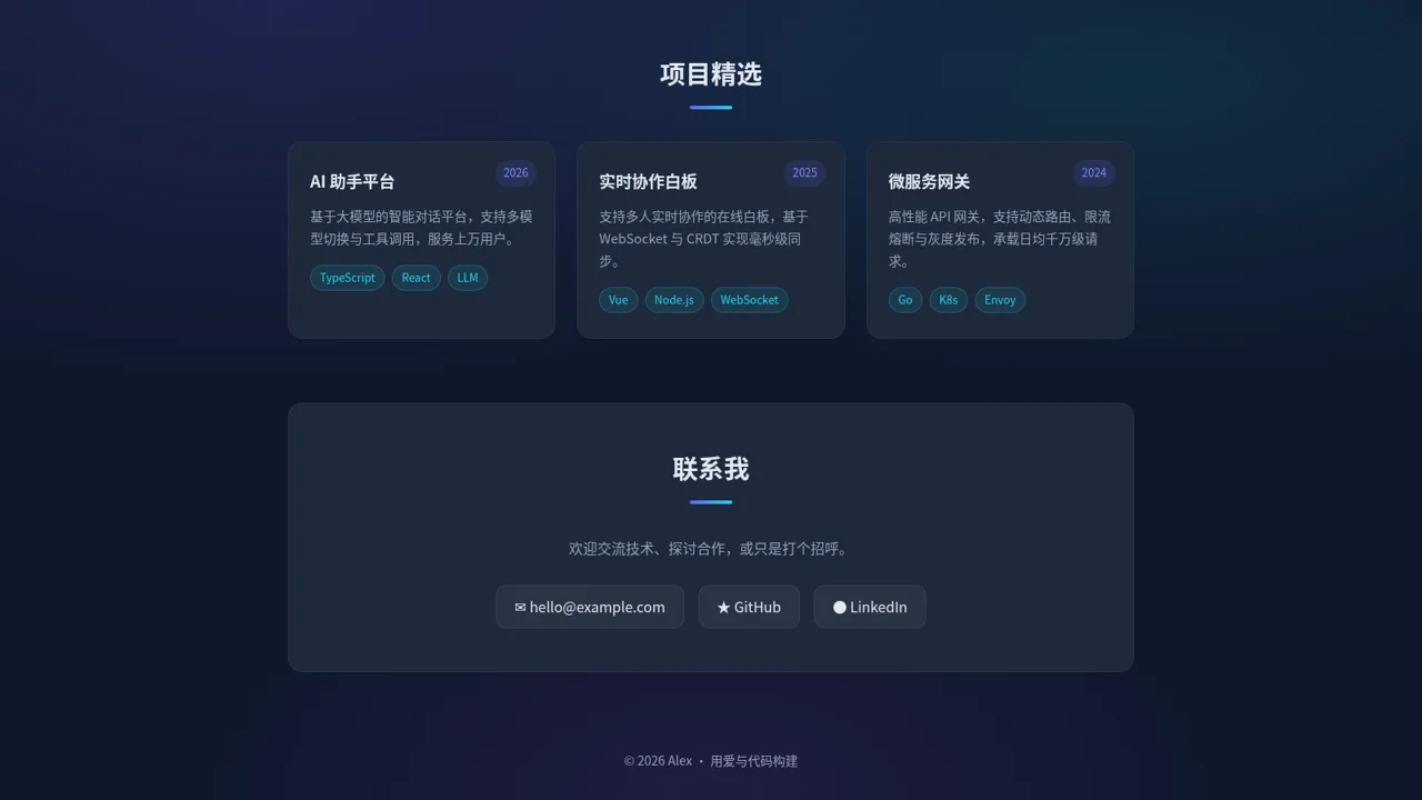 个人主页 | 全栈开发者 封面