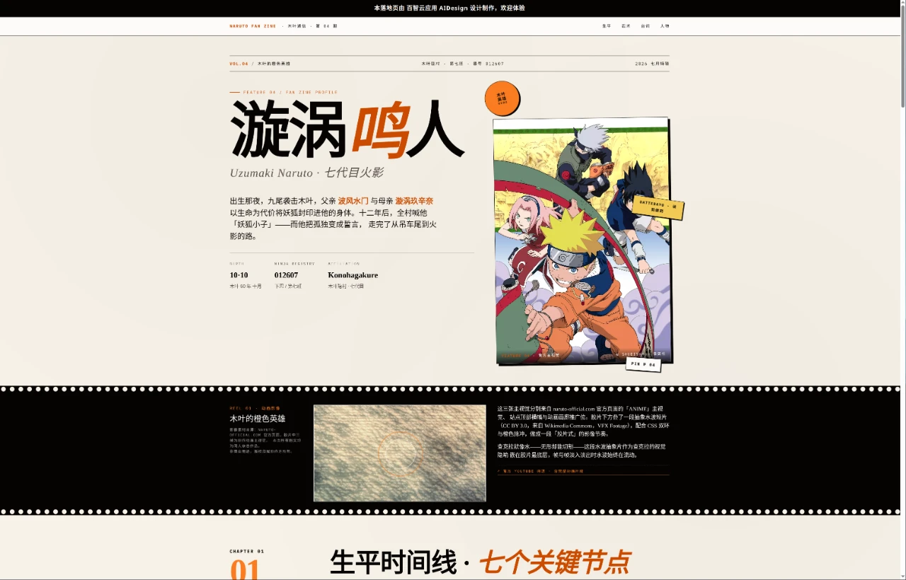 插画贴图风格的鸣人画报