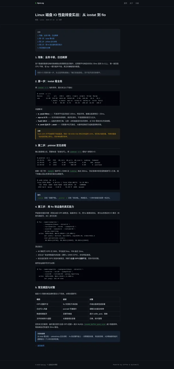 OpsLog · IT 运维技术博客 封面