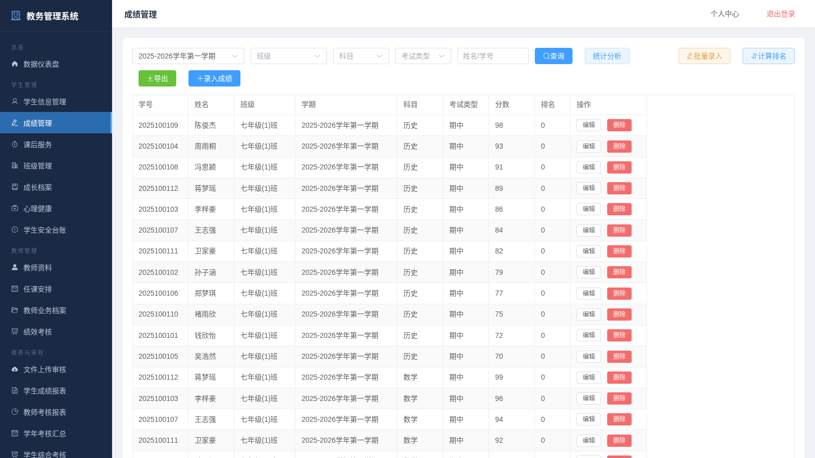 初中教务管理系统 封面