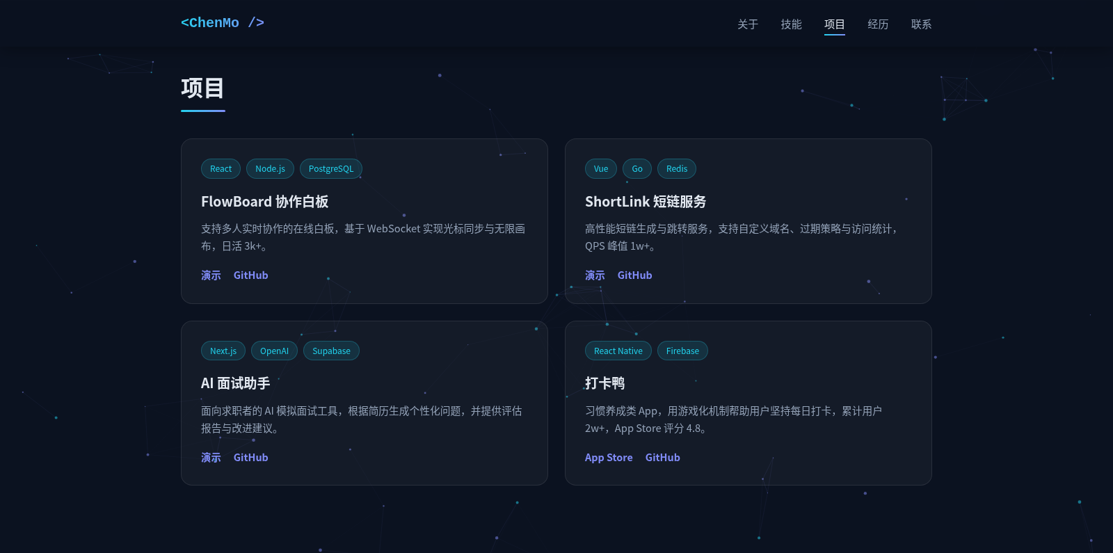 陈默 · 个人主页 封面
